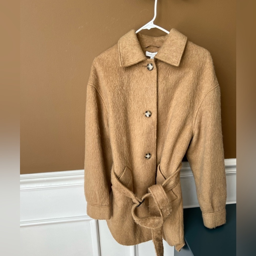 Topshop ASOS Camel Soft Peacoat Women’s Belted Size 6